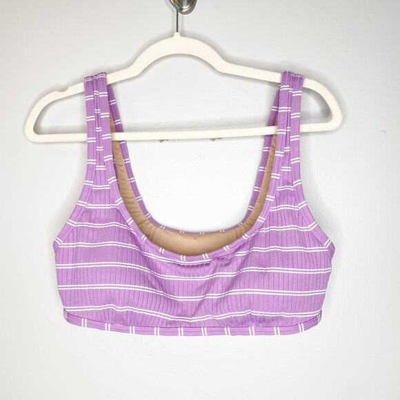 Madewell Playa Nantucket Purple Striped Bathing Suit Top Large - Picture 2 of 9